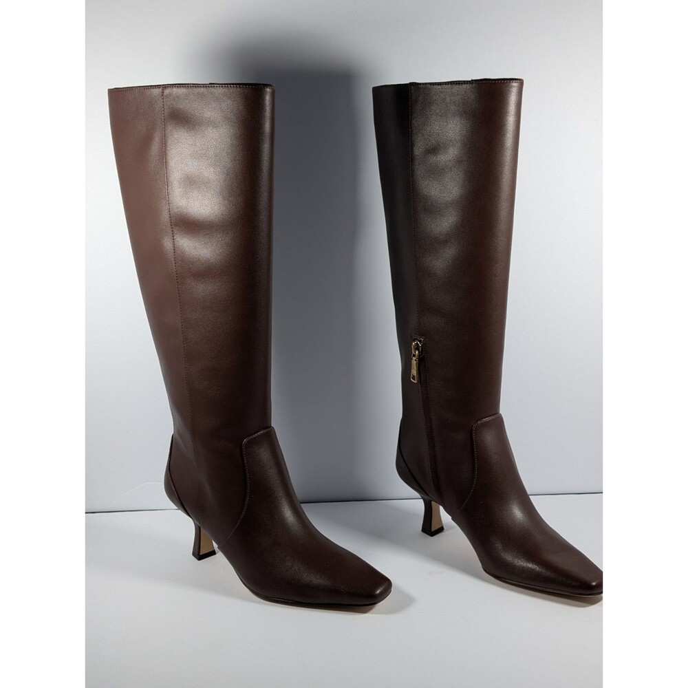 Coach Sculpt C Leather Tall Kitten Heel Boot Maple Brown Size 6.5B NIB - Picture 2 of 15